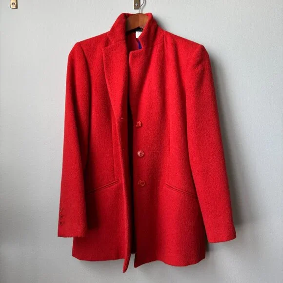 Wool Alpaca Blend Blazer Harvé Benard Red Jacket - Picture 4 of 17